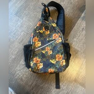 FINAL PRICE NEVER USED Floral Sling Bag  - Black and Orange